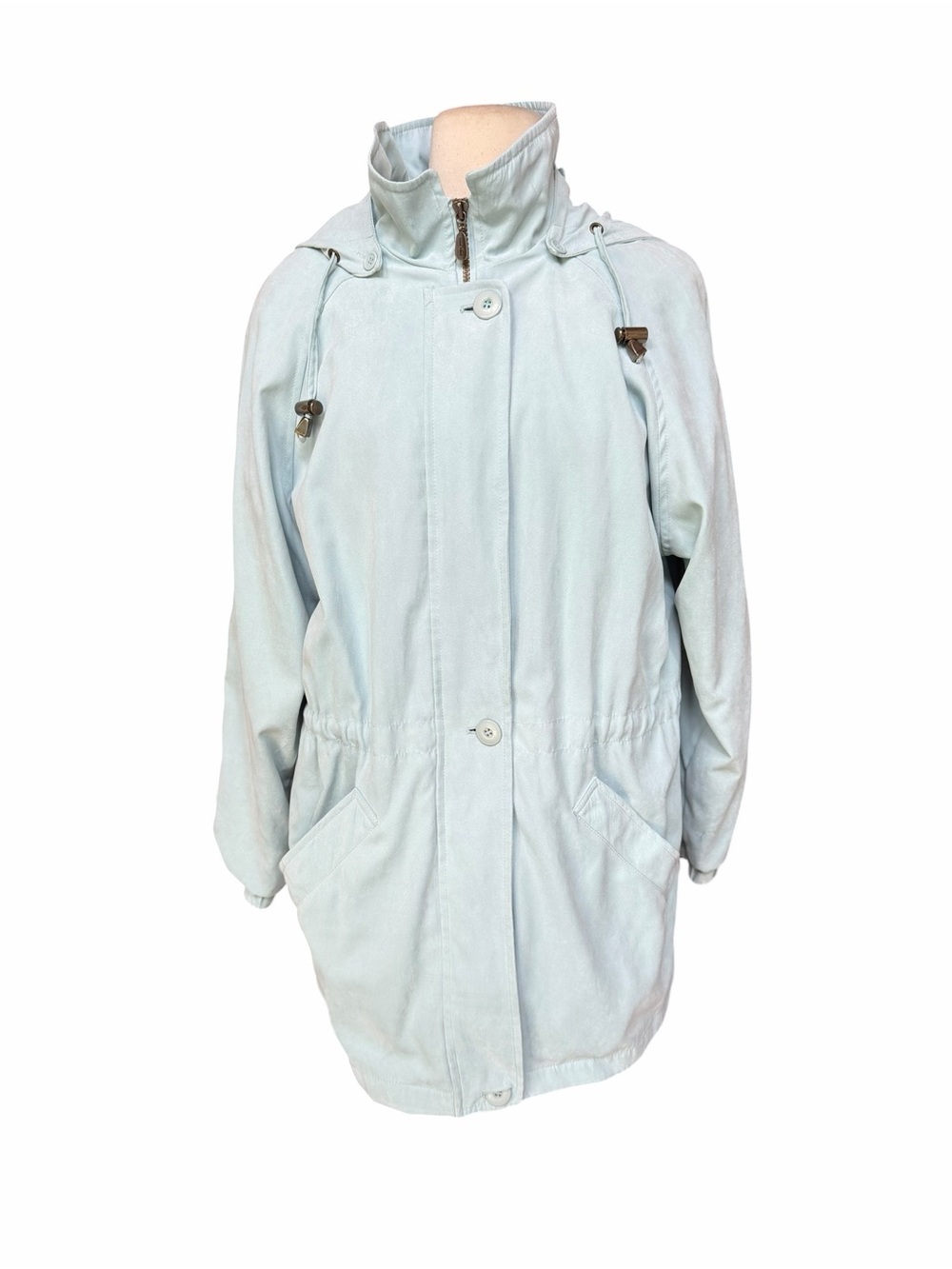 Late 80s/90s London Fog Ice Blue Lined Full Zip Button Closure Medium-Weight Jac